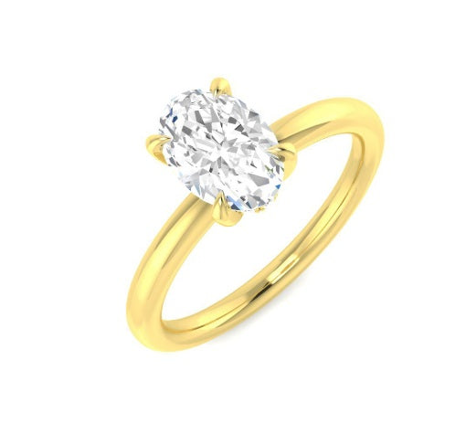 18ct Gold Oval Solitaire Engagement Ring | 1.00ct Certificated Lab - John Ross Jewellers