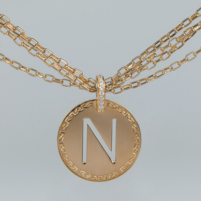 REBECCA MyWorld Letter Necklace - Gold|Four-Strand|Large Initial