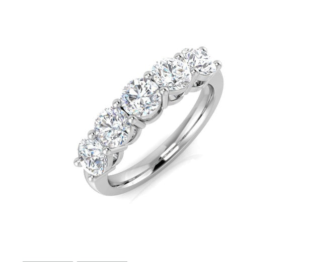 Platinum Five Stone Lab Eternity Ring | 1.96ct - John Ross Jewellers