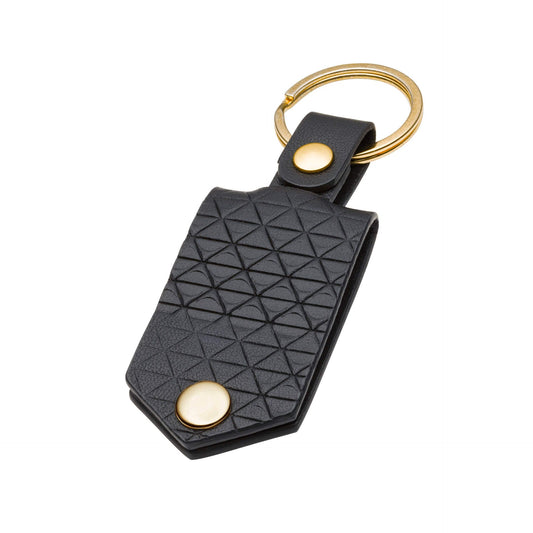 Fred Bennett Patterned Black Recycled Leather Keyring - John Ross Jewellers