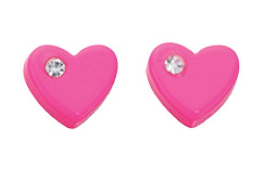 Neon Pink Heart Stud Earrings - John Ross Jewellers