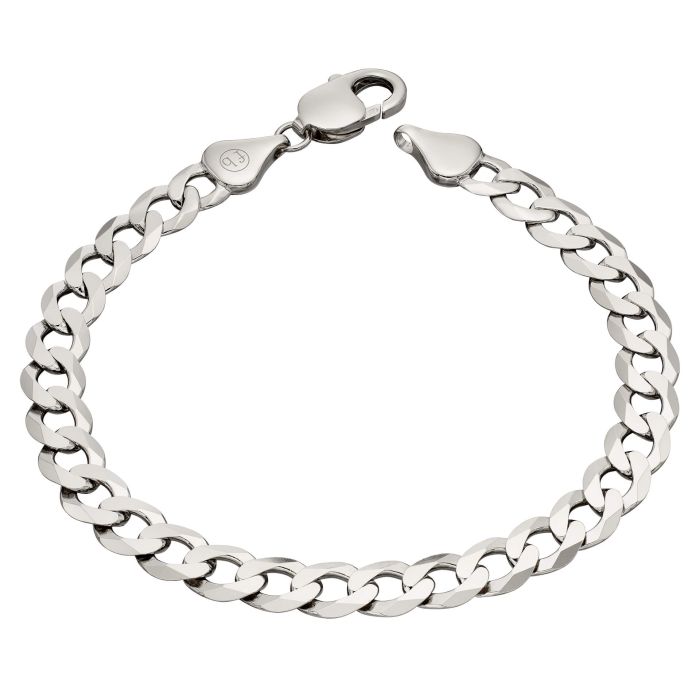 Fred Bennett Silver Heavyweight Diamond Cut Curb Chain Bracelet - John Ross Jewellers