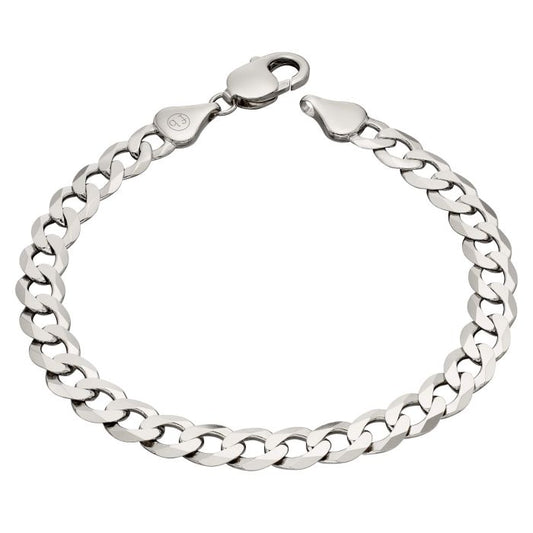 Fred Bennett Silver Heavyweight Diamond Cut Curb Chain Bracelet - John Ross Jewellers