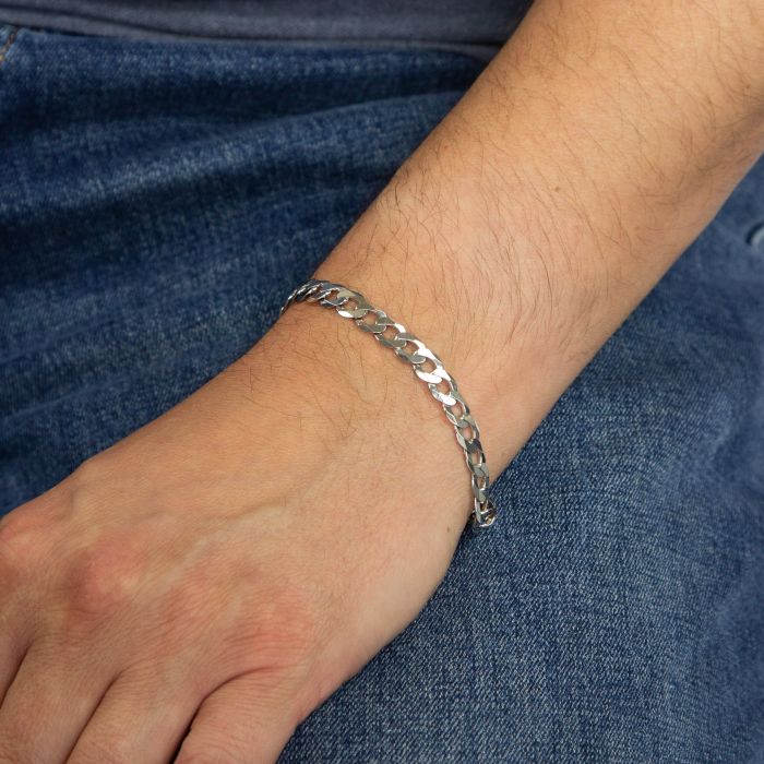 Fred Bennett Silver Heavyweight Diamond Cut Curb Chain Bracelet - John Ross Jewellers