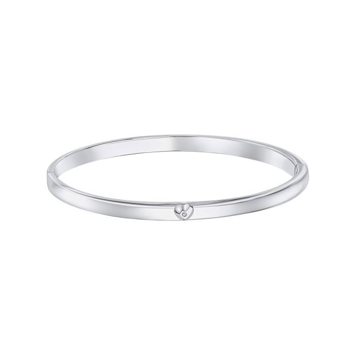 Kids Silver Diamond Heart Hinged Bangle - D for Diamond - John Ross Jewellers