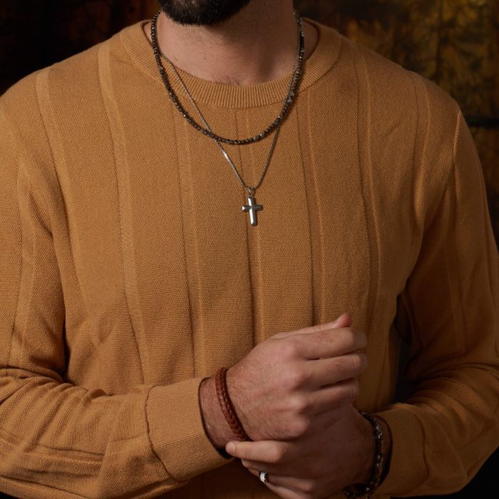 Fred Bennett Brown Braided Leather Bracelet with T-Bar Clasp - John Ross Jewellers