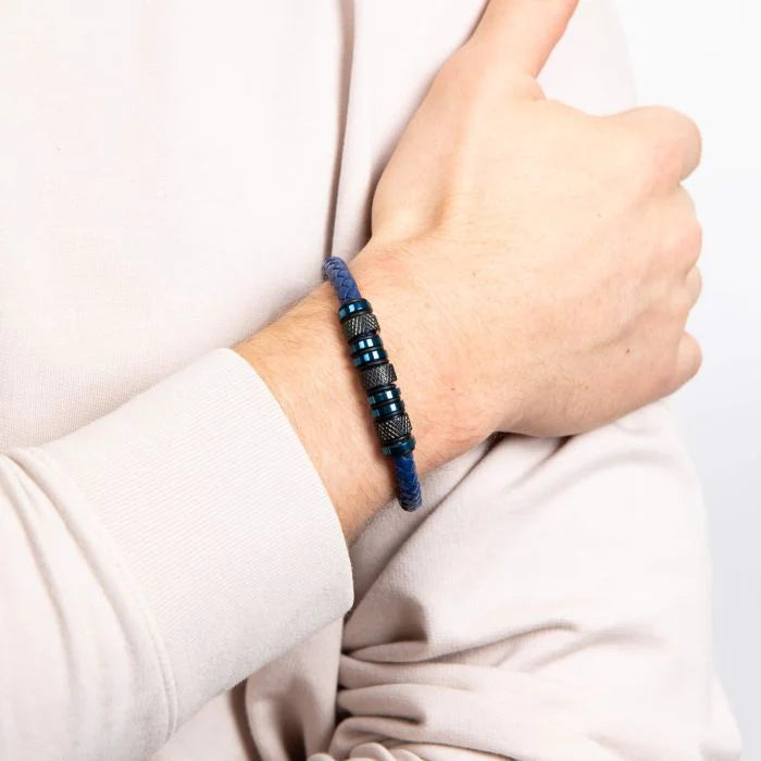 Fred Bennett Blue Leather Bracelet - John Ross Jewellers