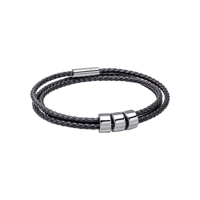 Fred Bennett Triple Layer Thin Black Leather Bracelet - John Ross Jewellers
