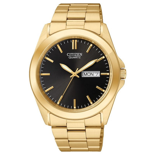 Citizen Gold Quartz Classic Day-Date Watch | Black Dial - John Ross Jewellers