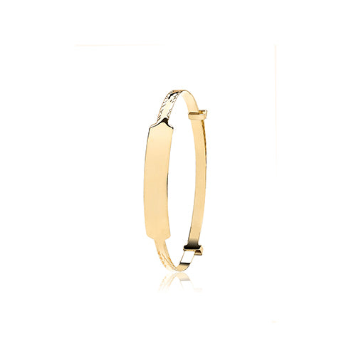 9ct Gold Star Pattern Identity Baby Bangle