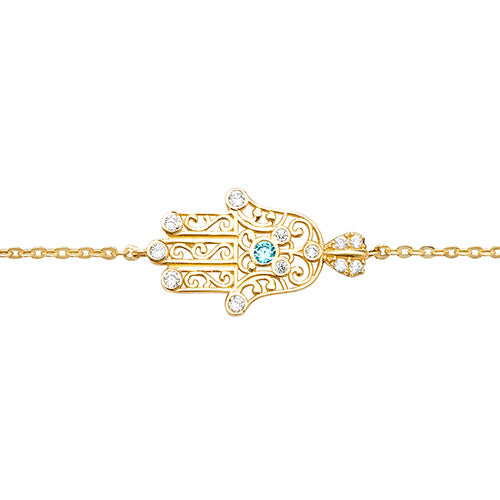 9ct Gold CZ Hand of Fatima Bracelet