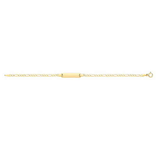 9ct Gold Bar Disc 1+3 Figaro Identity Bracelet | Baby