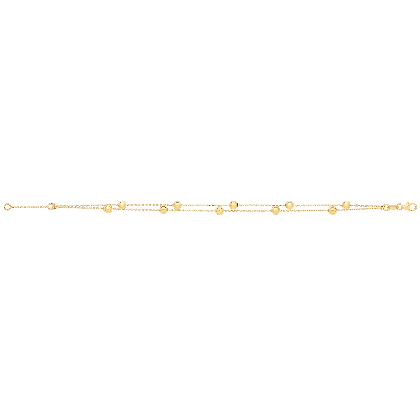 9ct Gold Bead & Chain Double Bracelet