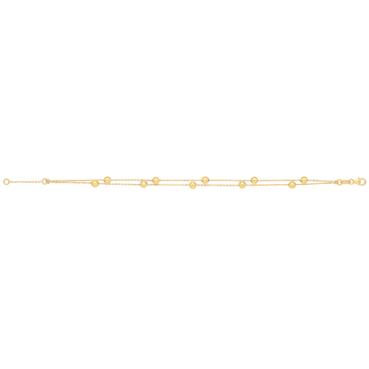 9ct Gold Bead & Chain Double Bracelet