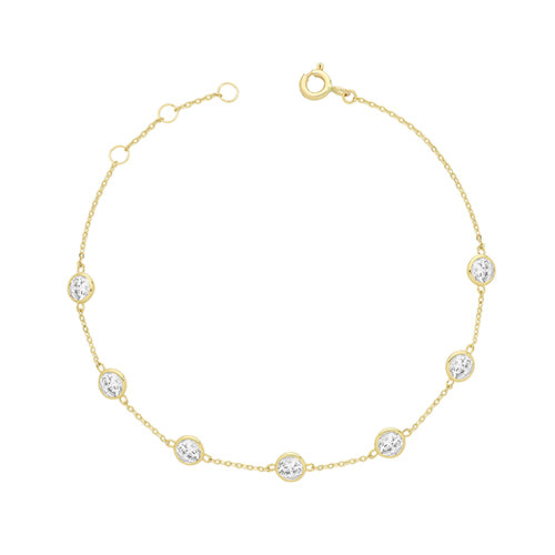 9ct Gold Seven CZ Bracelet - John Ross Jewellers
