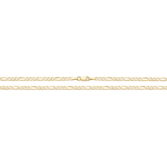 9ct Gold 1+3 Figaro Anklet - John Ross Jewellers