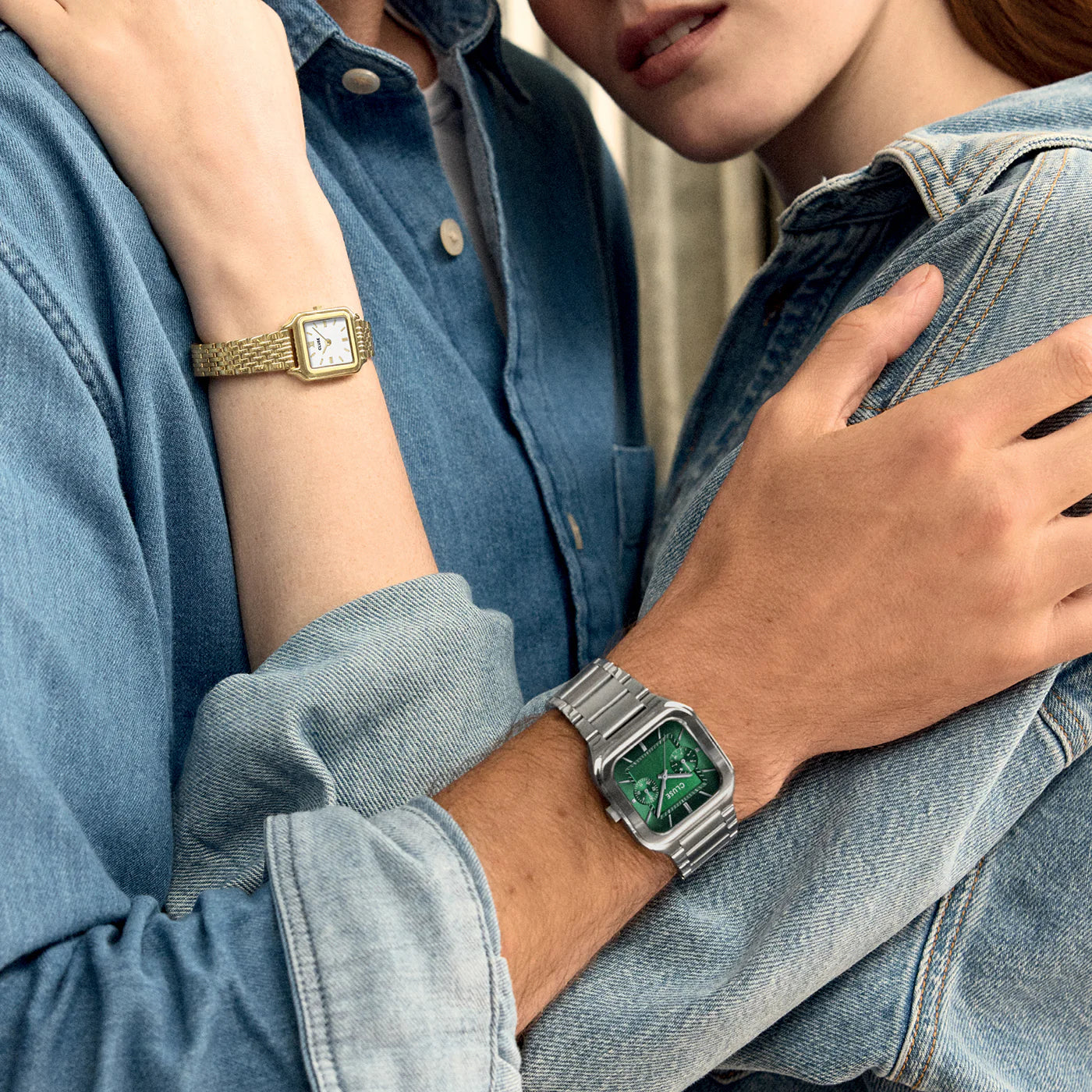 CLUSE Quadrus Multifunction Silver/Green - John Ross Jewellers