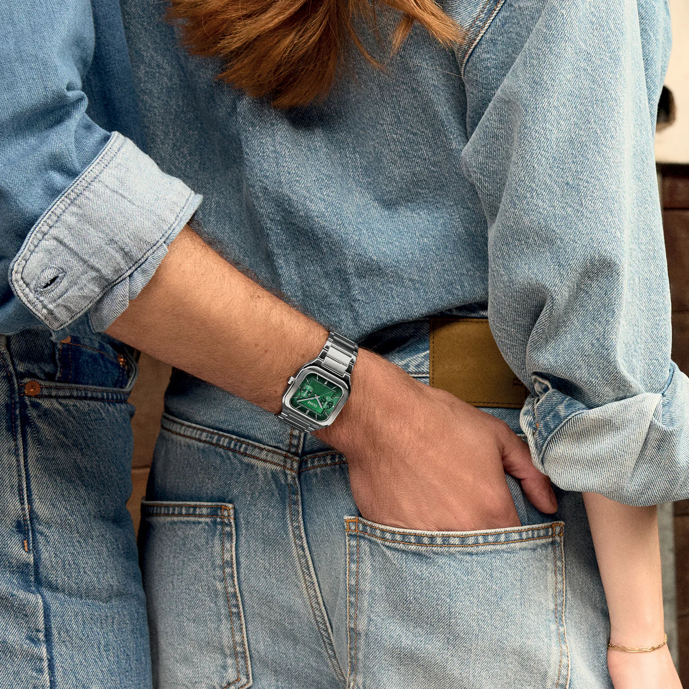 CLUSE Quadrus Multifunction Silver/Green - John Ross Jewellers