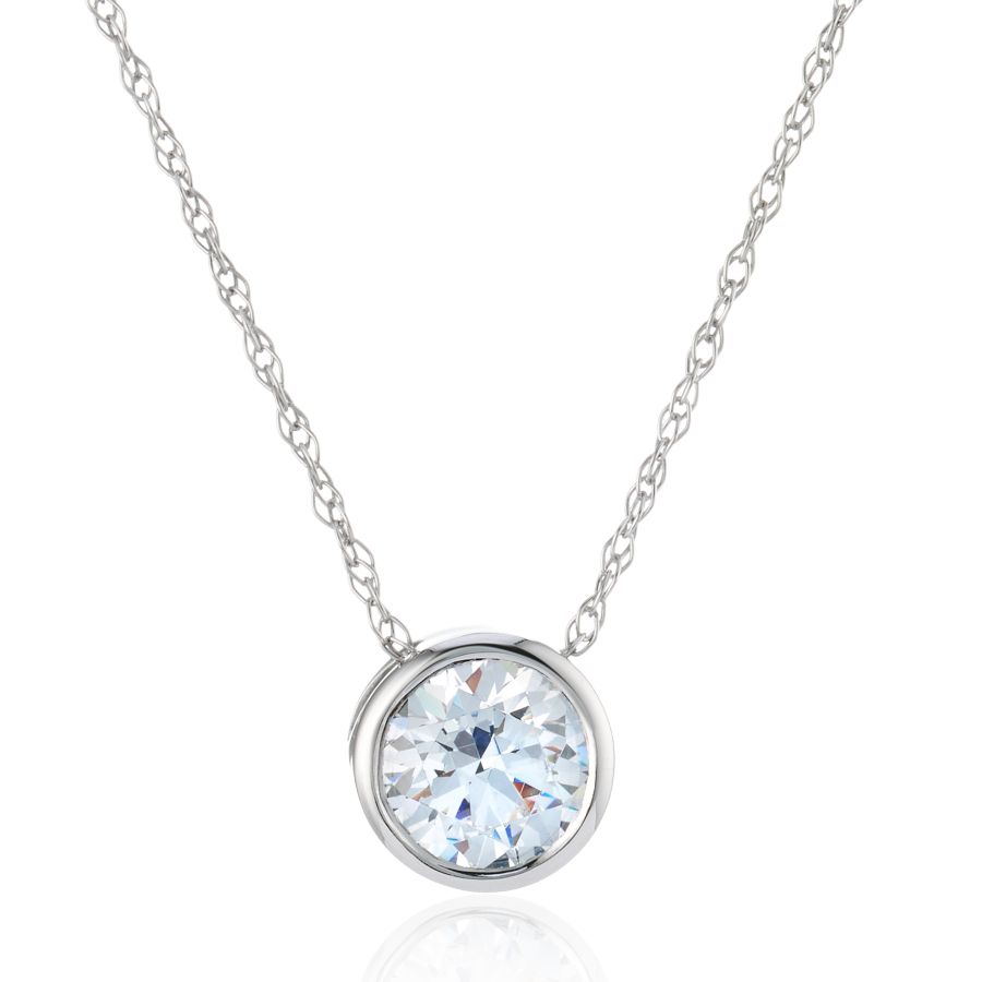 9ct White Gold CZ Slider Necklace
