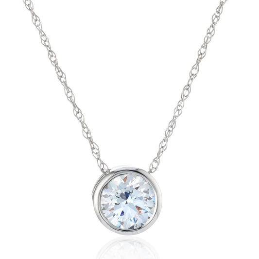 9ct White Gold CZ Slider Necklace