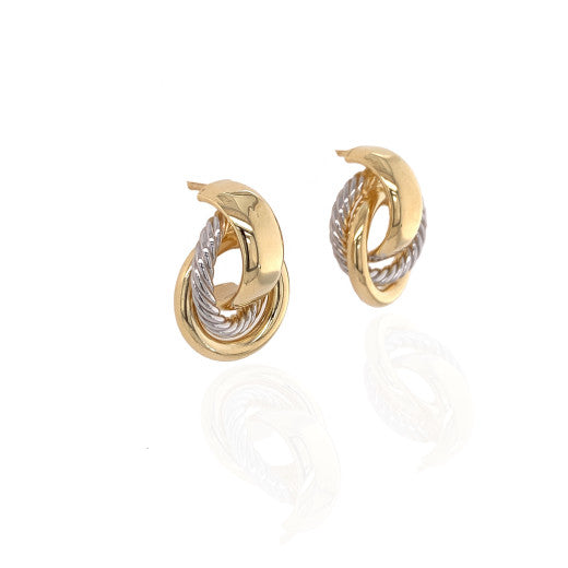 9ct Gold Two Tone Chunky Stud Earrings - John Ross Jewellers