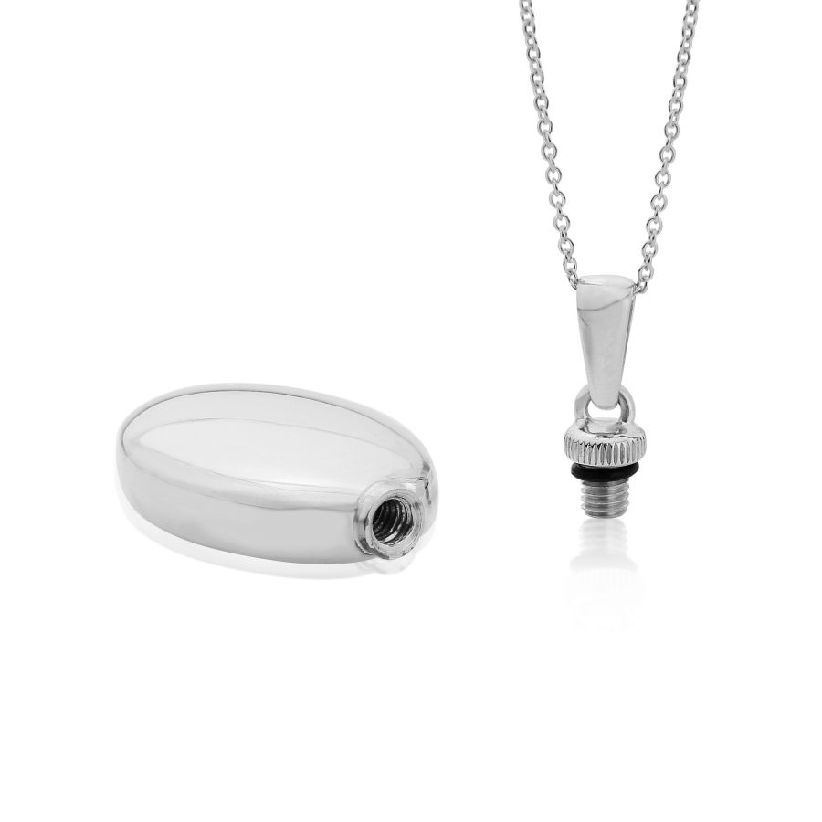 Silver Oval Ash Locket Necklace - John Ross Jewellers