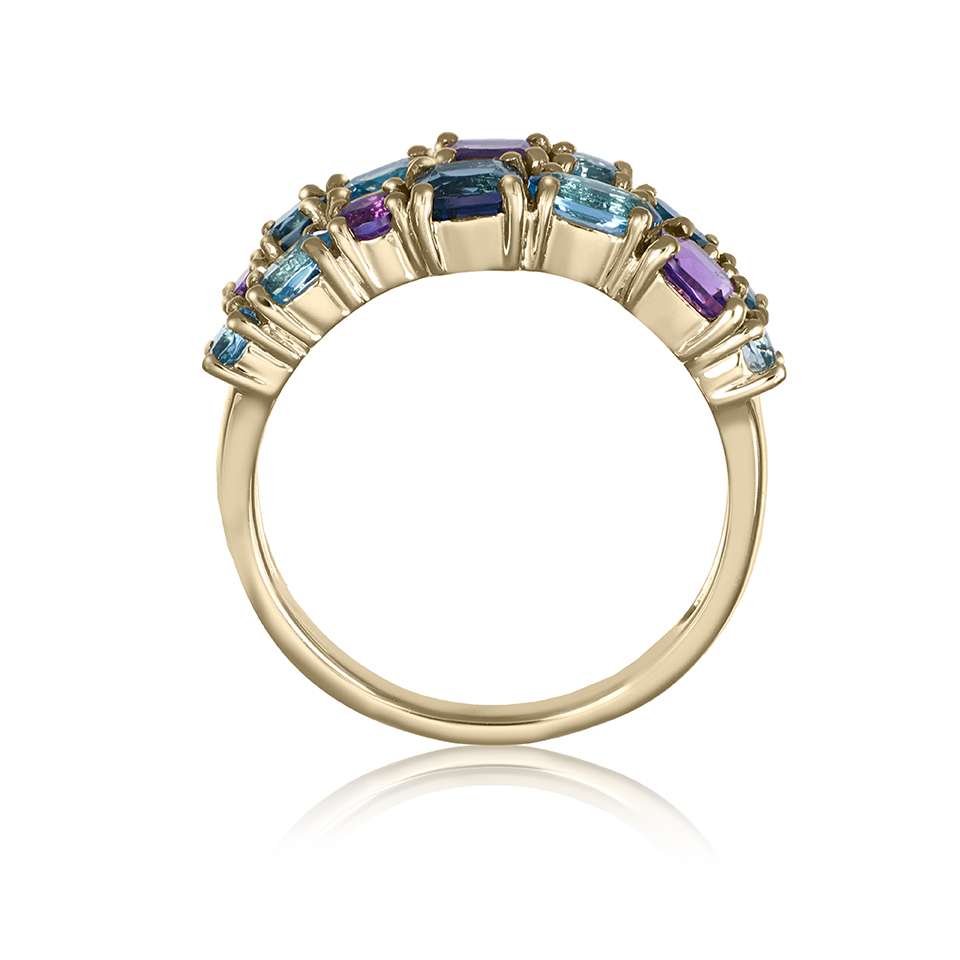 Blue Topaz & Amethyst Statement Band Ring | The Colour Drop - John Ross Jewellers