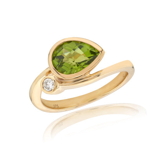 9ct Gold Peridot & Diamond Moi et Toi Ring