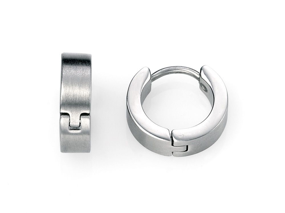 Fred Bennett Brushes Steel Huggie Hoop Earrings - John Ross Jewellers