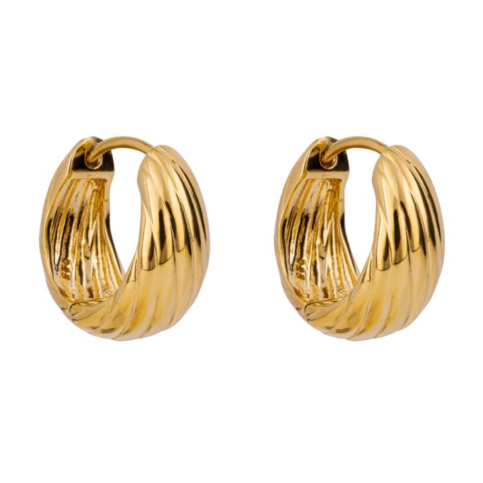 Sunshine Chunky Lined Huggie Hoop Earrings | 17mm - John Ross Jewellers