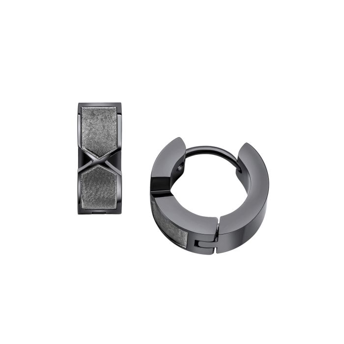 Fred Bennett Gunmetal Steel Chevron Huggie Hoop Earrings - John Ross Jewellers