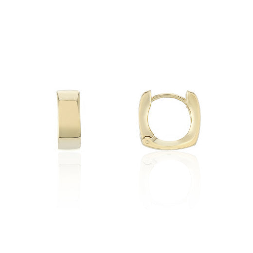 9ct Gold Square Huggie Hoop Earrings - John Ross Jewellers