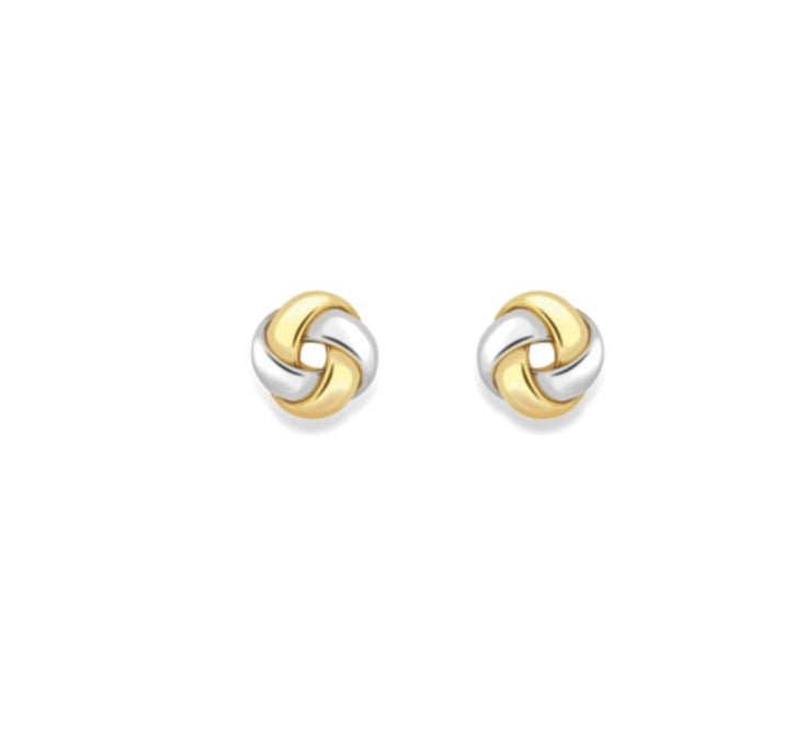 9ct Gold Two Tone Knot Stud Earrings