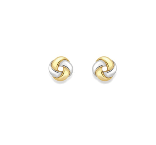 9ct Gold Two Tone Knot Stud Earrings