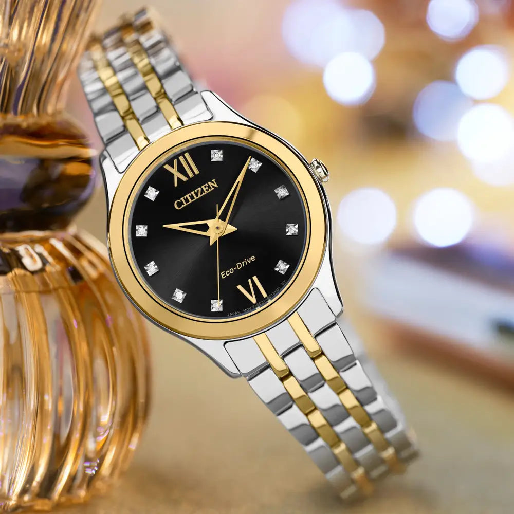 Citizen Silhouette Diamond Two-Tone Ecodrive Ladies Watch - John Ross Jewellers