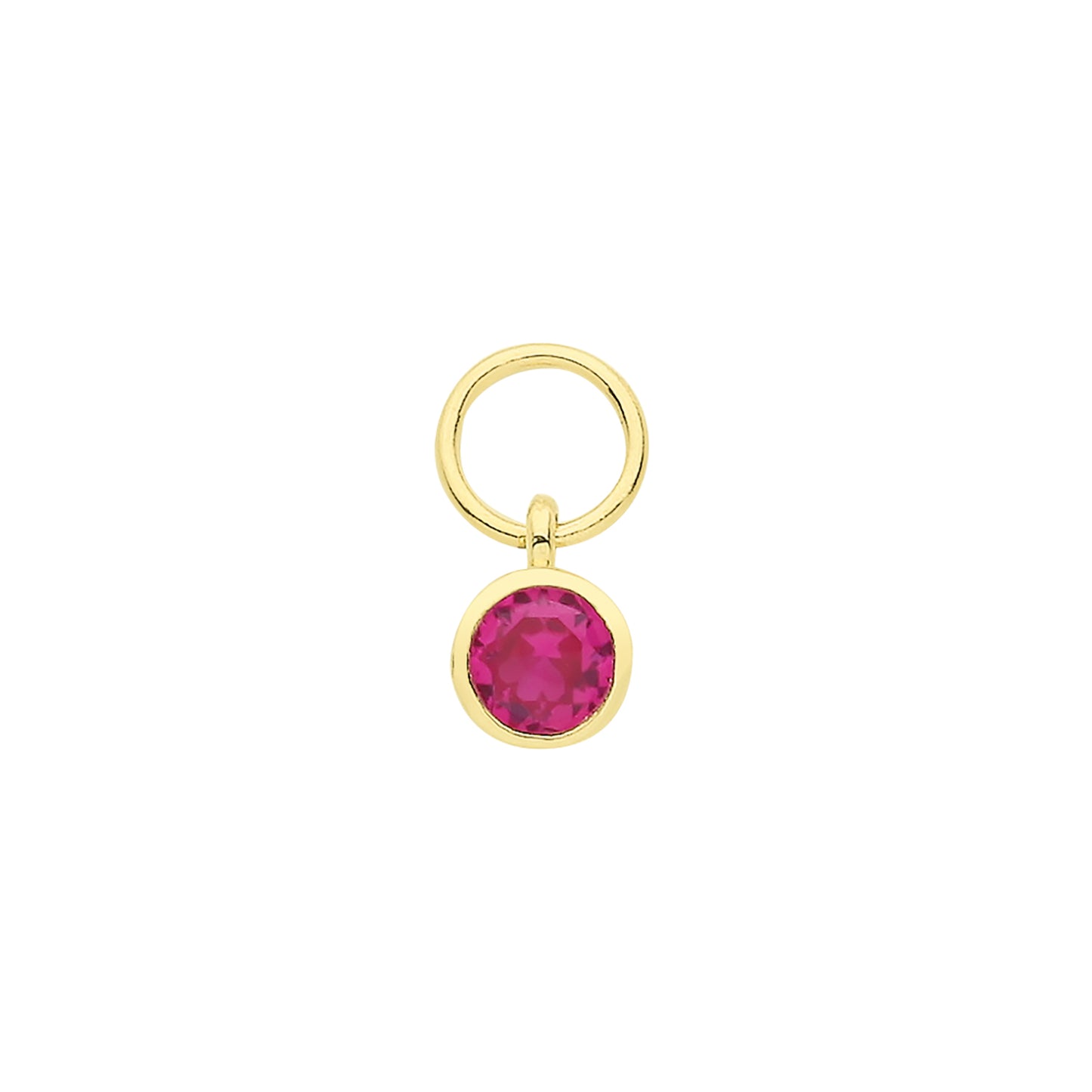 9ct Gold Single Stone Earring Charm | Ruby Red CZ