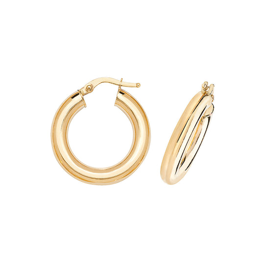 9ct Gold Classic Tube Hoop Earrings 10mm - John Ross Jewellers