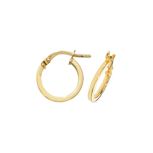 9ct Gold Classic Skinny Hoop Earrings 8mm - John Ross Jewellers