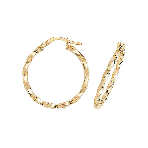 9ct Gold Twist Hoop Earrings | 20mm - John Ross Jewellers