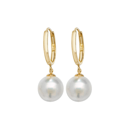 9ct Gold Akoya Pearl Huggie Hoop Earrings - John Ross Jewellers