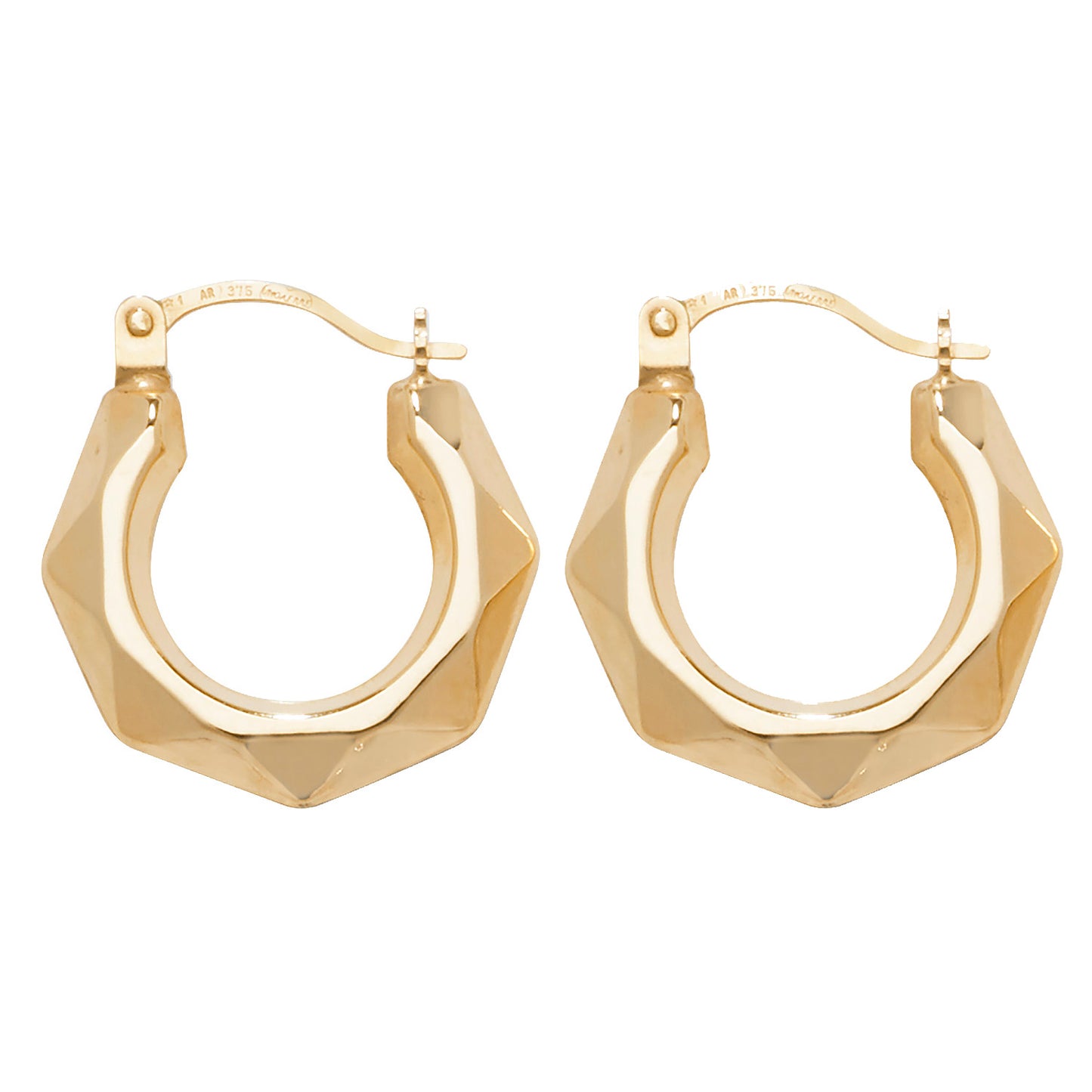 9ct Gold Faceted Creole Hoops | 10mm - John Ross Jewellers