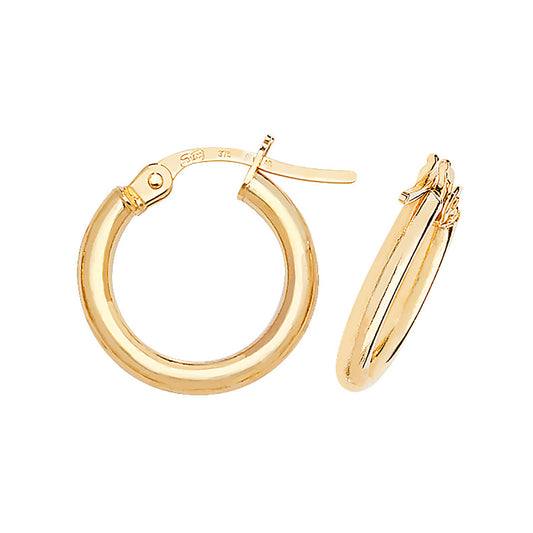 9ct Gold Skinny Tube Hoop Earrings 10mm