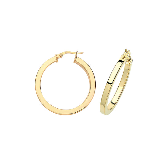 9ct Gold Hoop Earrings 25mm - John Ross Jewellers