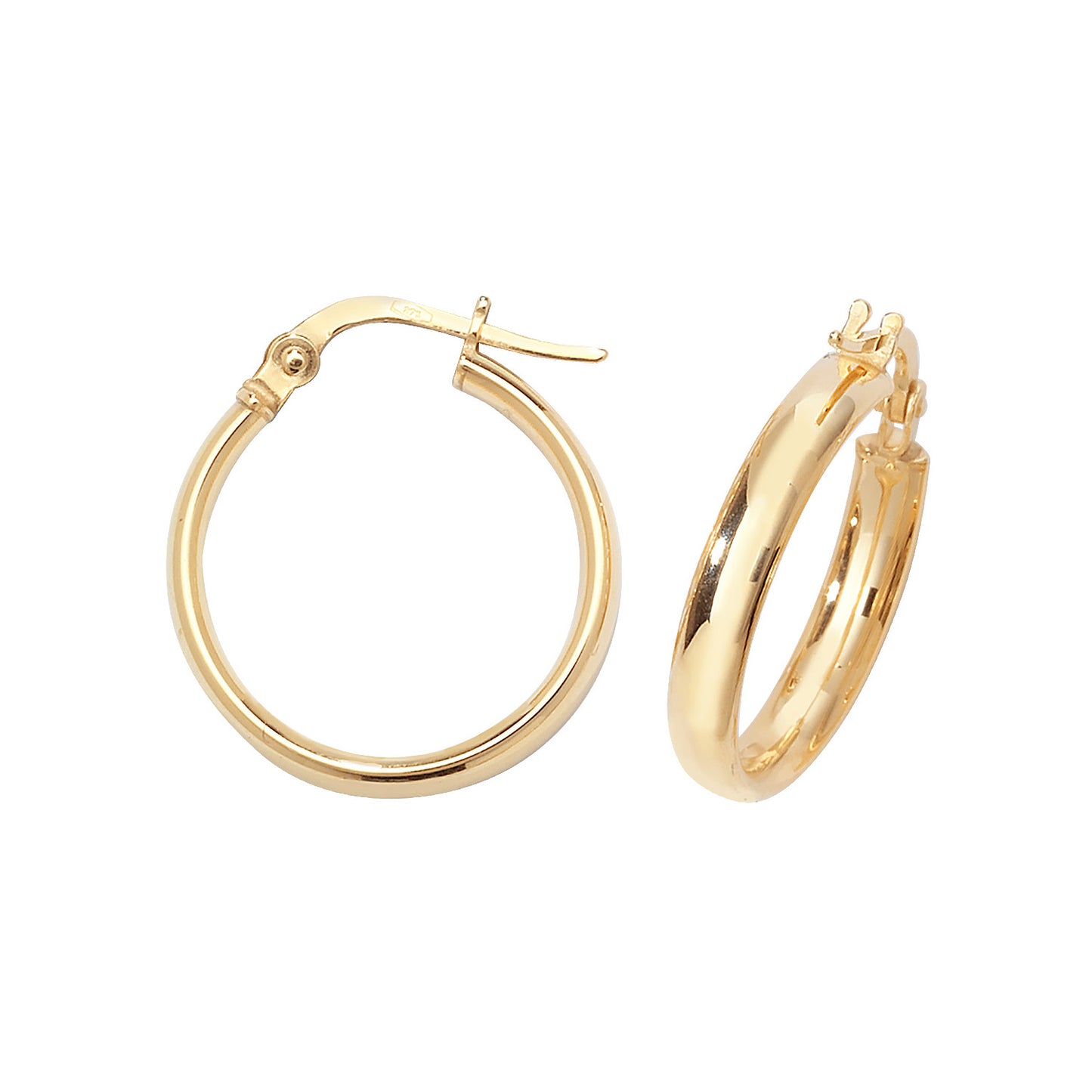 9ct Gold Classic 15mm Hoop Earrings - John Ross Jewellers