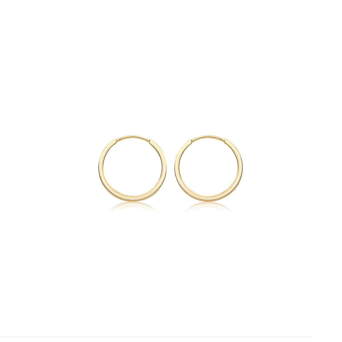 9ct Gold 10mm Sleeper Earrings | Square Tube