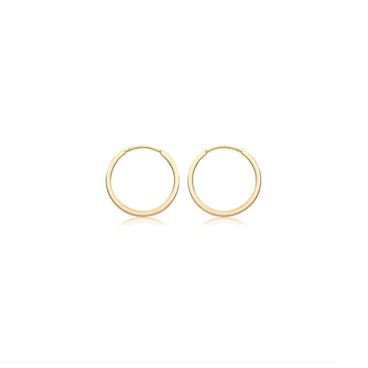 9ct Gold 10mm Sleeper Earrings | Square Tube
