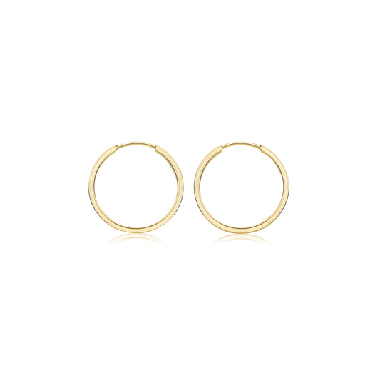 9ct Gold 14mm Sleeper Earrings | Square Tube