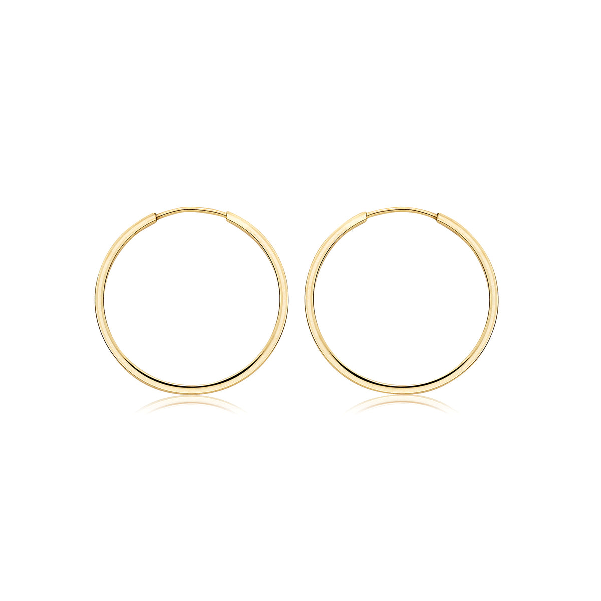 9ct Gold 18mm Sleeper Earrings | Square Tube