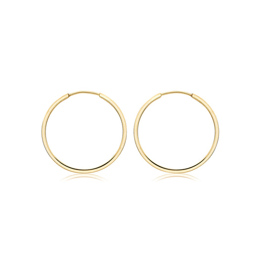 9ct Gold 18mm Sleeper Earrings | Square Tube