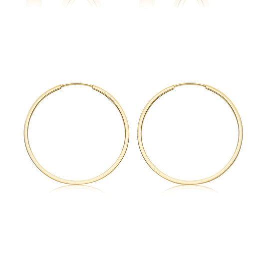 9ct Gold 22mm Sleeper Earrings | Square Tube